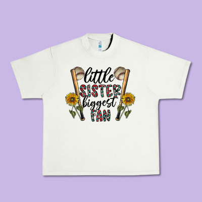 Little Sister Biggest Fan Urban Heavy Tee Designed By Cowhidedigitalart