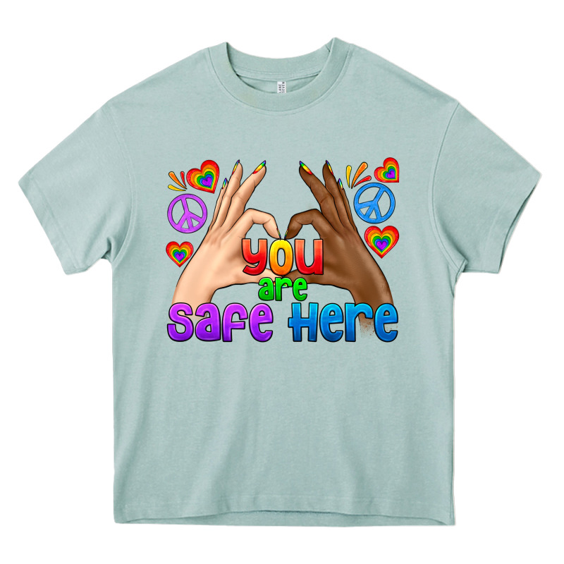 Lgbtq+ You Are Safe Here Heavy Core Tee by BundleAndBundleShop | Teevron