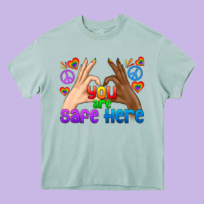 Lgbtq+ You Are Safe Here Heavy Core Tee Designed By Bundleandbundleshop