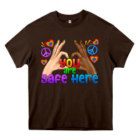 Chocolate Brown LGBTQ+ You Are Safe Here Heavy Core Tee - BundleAndBundleShop
