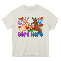 Cream LGBTQ+ You Are Safe Here Heavy Core Tee - BundleAndBundleShop
