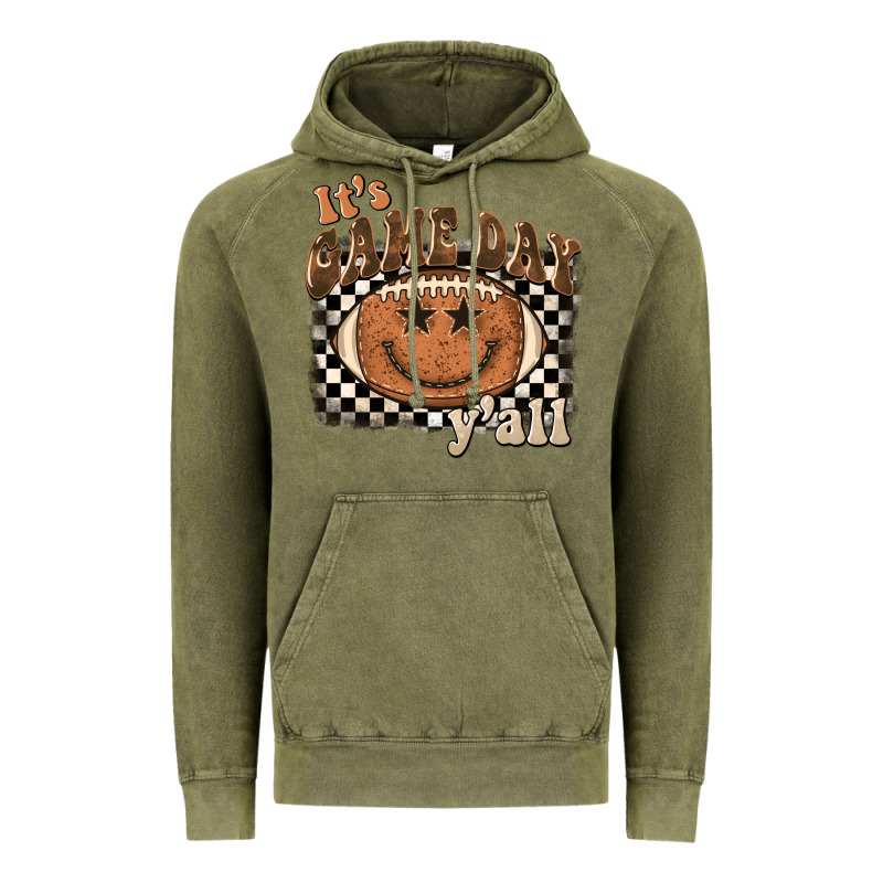 It's Game Day Y'all Football Smiley Face Vintage Hoodie by BarkalooDesign | Teevron