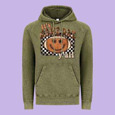 It's Game Day Y'all Football Smiley Face Vintage Hoodie Designed By Barkaloodesign
