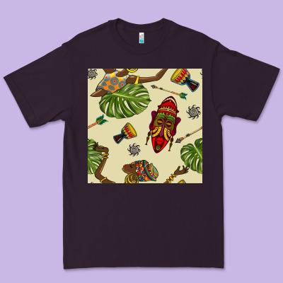 African Woman And Mask Seamless Pattern Premium Tee Designed By Bundleandbundleshop