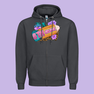 Hello 6th Grade Zipper Hoodie Designed By Ranaportraitstore