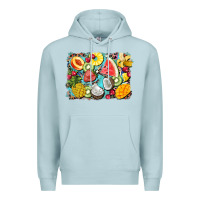 Blue Mist summer fruits background Premium Hoodie - BarkalooDesign