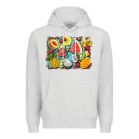 Dove Grey summer fruits background Premium Hoodie - BarkalooDesign