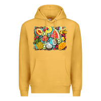Mustard summer fruits background Premium Hoodie - BarkalooDesign