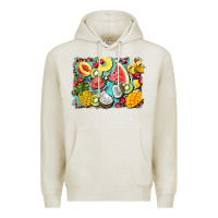 Oatmeal Heather summer fruits background Premium Hoodie - BarkalooDesign