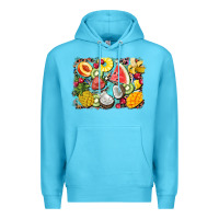 Ocean Blue summer fruits background Premium Hoodie - BarkalooDesign