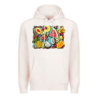 Pale Pink summer fruits background Premium Hoodie - BarkalooDesign