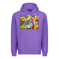 Purple summer fruits background Premium Hoodie - BarkalooDesign
