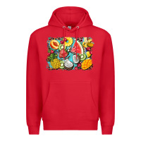 Red summer fruits background Premium Hoodie - BarkalooDesign