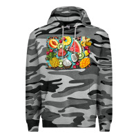 Slate Camo summer fruits background Premium Hoodie - BarkalooDesign