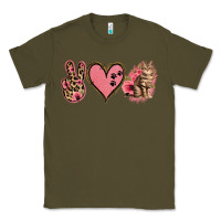 Army Green Peace Love Cats Classic Tee - Jasminsmagicworld