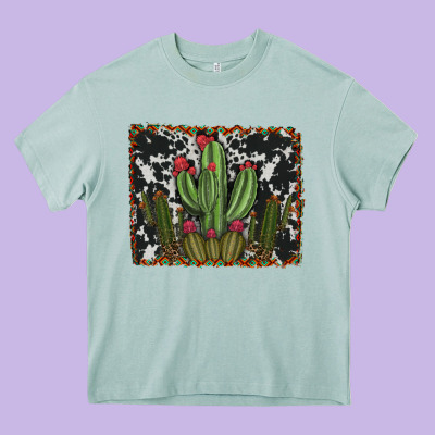 Aztec Cowhide Cacti Heavy Core Tee Designed By Ranaportraitstore