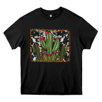 Black aztec cowhide cacti Heavy Core Tee - RanaPortraitStore