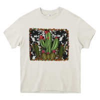 Cream aztec cowhide cacti Heavy Core Tee - RanaPortraitStore