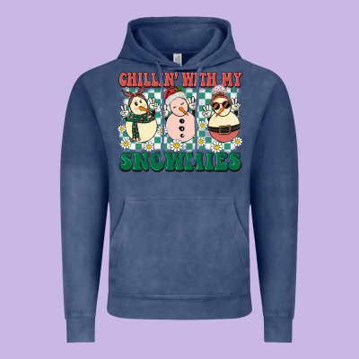 Chillin With My Snowmies Vintage Hoodie Designed By Barkaloodesign
