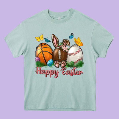 Happy Easter Sports With Butterfly Heavy Core Tee Designed By Bundleandbundleshop