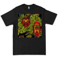 Black african masks and monstera leaf seamless pattern Premium Tee - BundleAndBundleShop