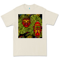 Bone african masks and monstera leaf seamless pattern Premium Tee - BundleAndBundleShop