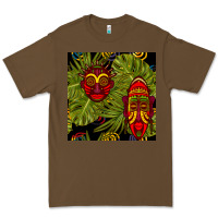 Cacao african masks and monstera leaf seamless pattern Premium Tee - BundleAndBundleShop