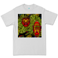 Dove Grey african masks and monstera leaf seamless pattern Premium Tee - BundleAndBundleShop