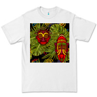 White african masks and monstera leaf seamless pattern Premium Tee - BundleAndBundleShop