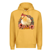 Mustard Chick With Flowers Feopard Premium Hoodie - Jasminsmagicworld
