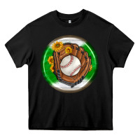 Black baseball with sunflower round earrings Heavy Core Tee - BundleAndBundleShop