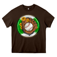 Baseball With Sunflower Round Earrings Heavy Core Tee | Teevron