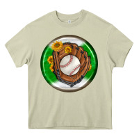 Mossy baseball with sunflower round earrings Heavy Core Tee - BundleAndBundleShop