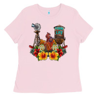 Bubblegum Pink farm life rooster Ladies Tee - SublimationCraftShop
