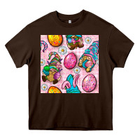 Chocolate Brown Easter Gnomies Seamless Pattern Heavy Core Tee - BundleAndBundleShop
