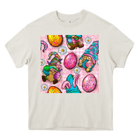 Cream Easter Gnomies Seamless Pattern Heavy Core Tee - BundleAndBundleShop