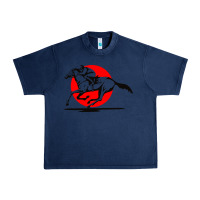 Navy horse racing Urban Heavy Tee - artisFamous