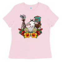 Bubblegum Pink farm life sheep Ladies Tee - SublimationCraftShop