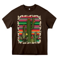 Chocolate Brown serape cowhide cacti Heavy Core Tee - RanaPortraitStore