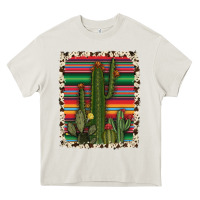 Cream serape cowhide cacti Heavy Core Tee - RanaPortraitStore