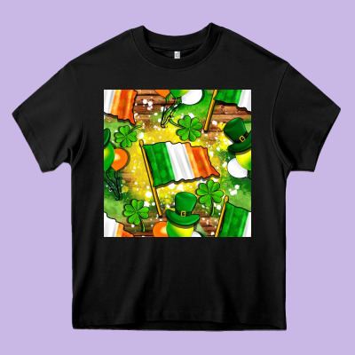 Ireland Flag With St. Patrick's Day  Digital Paper Heavy Core Tee Designed By Bundleandbundleshop