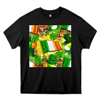 Black Ireland flag with St. Patrick's Day  digital paper Heavy Core Tee - BundleAndBundleShop