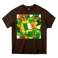 Chocolate Brown Ireland flag with St. Patrick's Day  digital paper Heavy Core Tee - BundleAndBundleShop