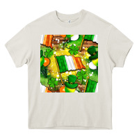 Cream Ireland flag with St. Patrick's Day  digital paper Heavy Core Tee - BundleAndBundleShop
