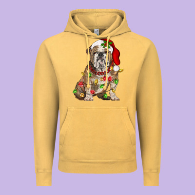 Christmas English Bulldog Vintage Hoodie Designed By Barkaloodesign