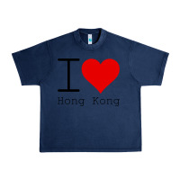 Navy i love hong kong Urban Heavy Tee - artisFamous