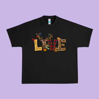 Christmas Reindeer Love Urban Heavy Tee Designed By Ranaportraitstore
