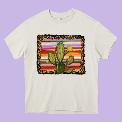 Serape Leopard Cactus Heavy Core Tee Designed By Ranaportraitstore