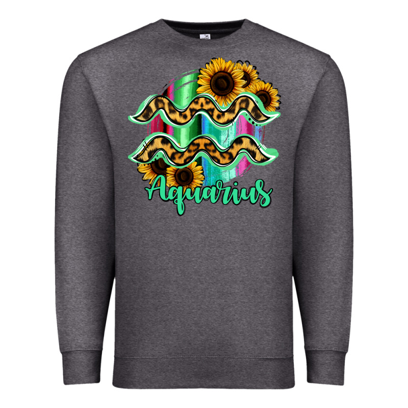 Aquarius Zodiac Sign Sunflower Leopard Serape Premium Sweatshirt by RanaPortraitStore | Teevron
