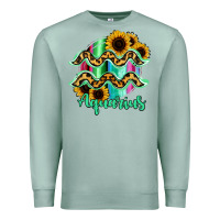Seafoam Aquarius Zodiac Sign Sunflower Leopard Serape Premium Sweatshirt - RanaPortraitStore
